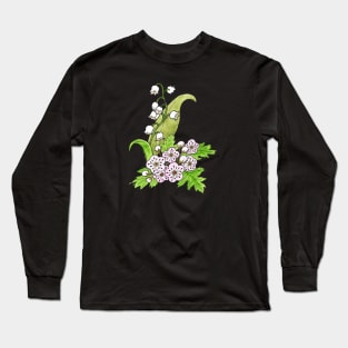 May Birth Flower - Lilly of the Valley and Hawthorn Long Sleeve T-Shirt